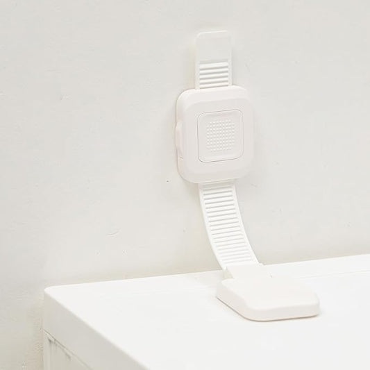 YEYA Upgraded No Drill Furniture Anchors for Baby Proofing, Anti-Tip Adjustable Straps, Strong Adhesive Backing 4 Pack