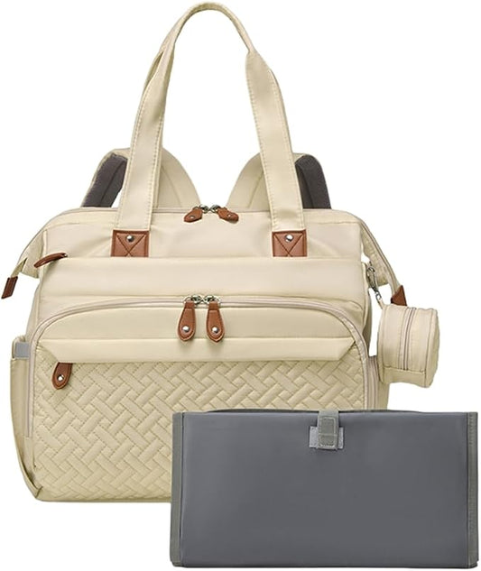 Diaper Bag Backpack with Changing Pad, Pacifier Case, Multi Functional Backpack Mommy Bag with Insulated Pockets (Khaki)