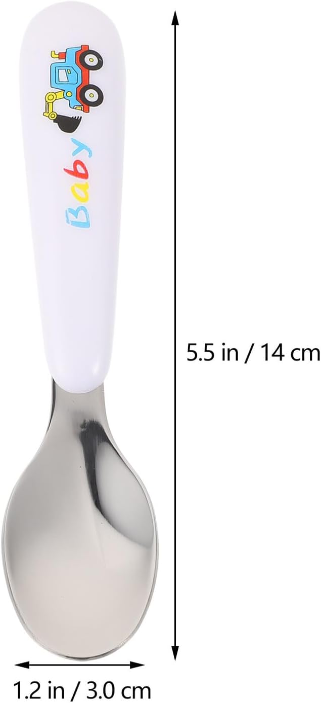 Nonslip Fork and Spoon with Stainless Steel Tableware Safe Rounded Edges for - Includes Portable Storage Box for Newborns and Training