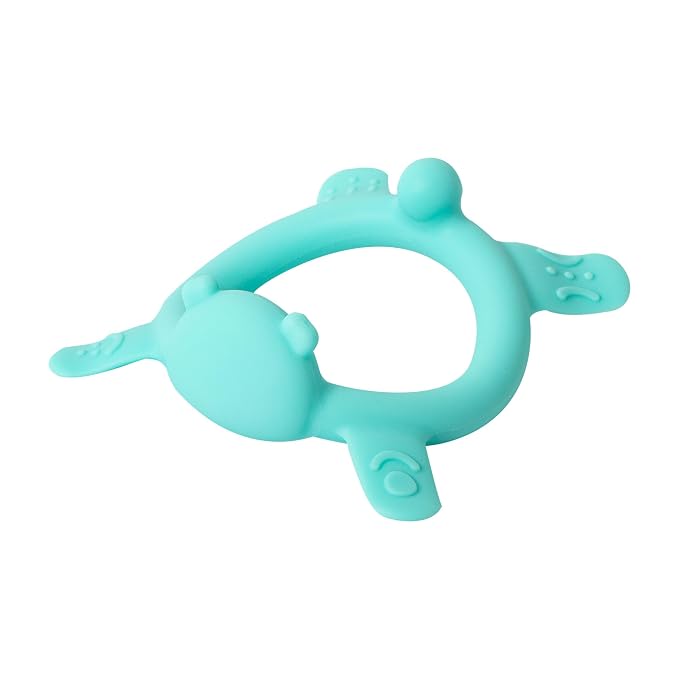 Pigeon Silicone Animal-Shaped Baby Teether, Green Bear, 3M+, 1 Count – Multi-Textured Teething Relief Toys, Lightweight & Easy to Grasp