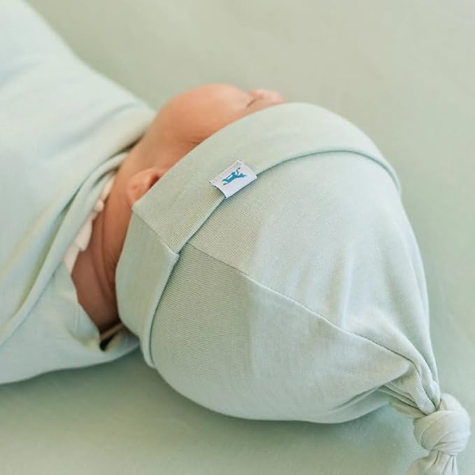 Little Unicorn Premium Stretch Knit Swaddle & Hat Set | Ultra-Soft with Optimal Stretch for Newborns | Giftable Set (Frost Green)