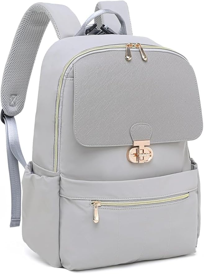 Baby Diaper Bag Backpack Medium Baby Bag with Laptop Compartment, Travel Backpack Purse Stylish Compact Baby Bag with Insulated Pockets (Gray)