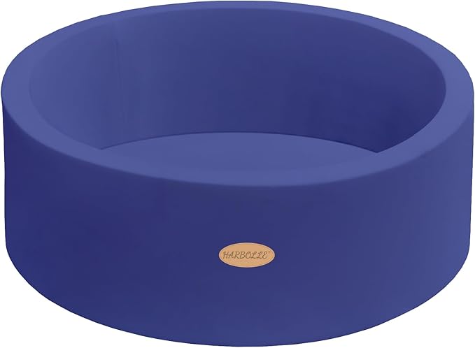 HARBOLLE Baby Ball Pit 35.4" Soft Round Memory Foam Ball Pits NOT Included Balls Indoor Outdoor Playpen for Babies Toddlers Kids Great Gift for Girls Boys, Dark Blue