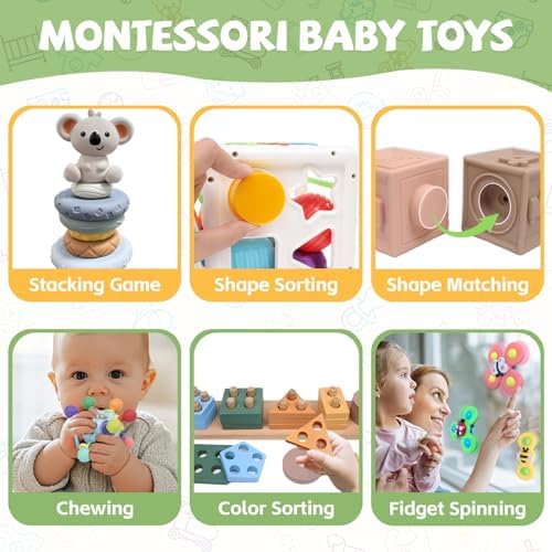 YHHYTOY Montessori Baby Toys Set for 9-18 Months, Infant Sensory Toys Color Learning and Musical Enlightenment