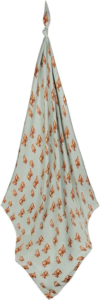 Milkbarn Baby Swaddle Blanket - Soft, Breathable & Gentle Material - Nursery Swaddling Blankets for Boys and Girls, Highland Cow