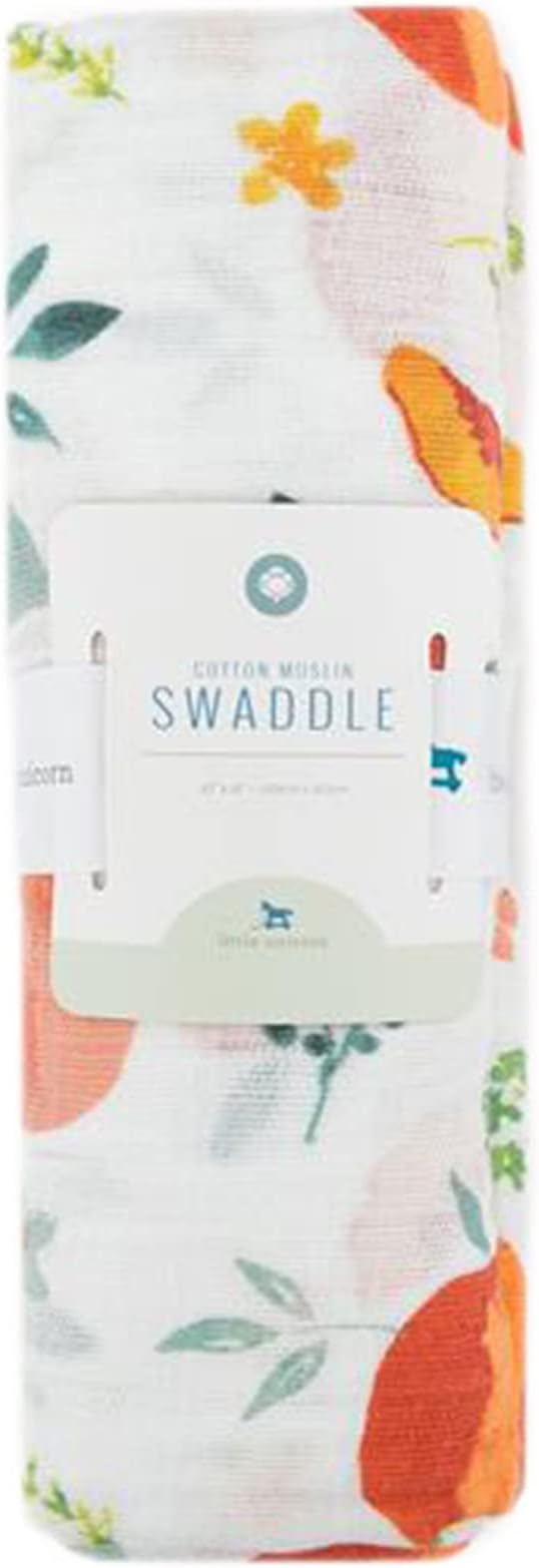 Little Unicorn Premium Cotton Swaddle Baby Blanket | Breathable Fabric | for swaddling, Play, Nursing & More (Georgia Peach)