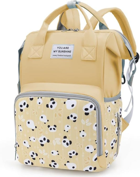 Small Diaper Bag Backpack - Pañaleras para Bebe - Toddler Diaper Bag, New Born Baby Essentials Must Haves, Cute Diaper Bag with Insulated Pockets & Stroller Straps. Yellow