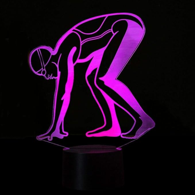 Optical Illusion 3D Sports Swimming Night Light 16 Colors Changing USB Power Remote Control Touch Switch Decor Lamp LED Table Desk Lamp