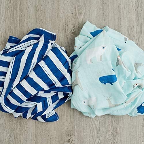 GRACED SOFT LUXURIES Muslin Swaddle Blankets | Breathable, Luxury, Soft & Decorative Baby Swaddle Blanket | Arctic World, 2-Pack - 47" x 47"