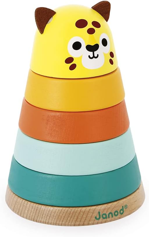 Janod - Tropik Jaguar Stacking Toy - 5 Stackable Pieces - 1 Year + J08261