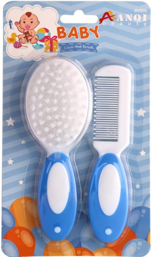 Baby Hair Brush, Cradle Cap Brush, Baby Hair Comb, Baby Hair Brush and Comb Set for Newborns & Toddlers, Baby Brush Soft Bristles, Ideal for Cradle Cap, Perfect Baby Registry Gift (Blue)