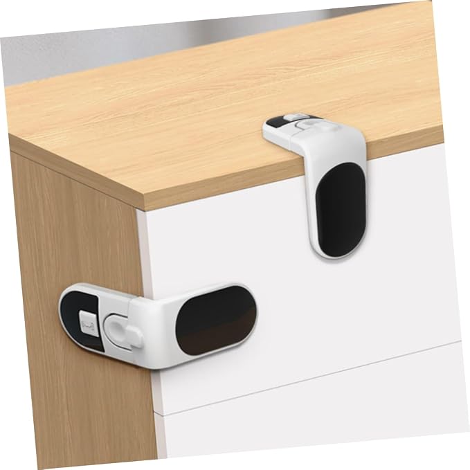 HANABASS 4PCS Child Safety Locks for Cabinets and Fridge Adjustable Multi-Function Locking Mechanism Child-Proof Design Sturdy Plastic for Baby Proofing
