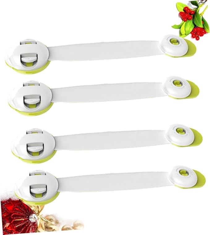KOMBIUDA 4pcs Baby Proof Cabinet Door Locks Child Safety Locks Double Button Self-adhesive Easy to Install for Fridges Drawers