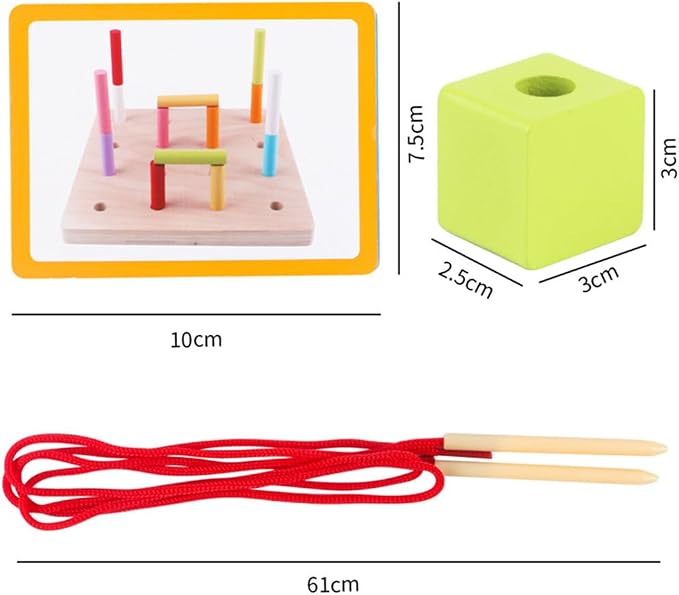 Color Matching Stacking & Sorting Peg Board, Geometric Shape Building Blocks with Activity Cards