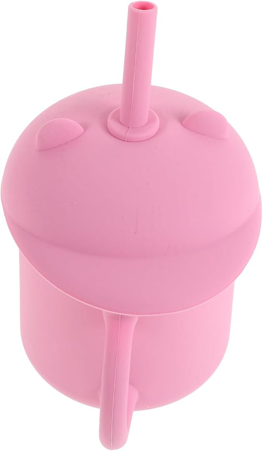 Silicone Training Cup with Straw Spill and Unbreakable for Easy to Clean Versatile for Water Milk Juice Safe for Boy Girl Pink Color