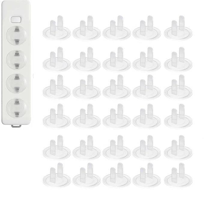 30 Pcs Outlet Plug Covers US Power Socket Electrical Outlet Safety Covers for Protection Anti Electric Shock Plugs Protector Cover Socket Cover Plate, Transparent