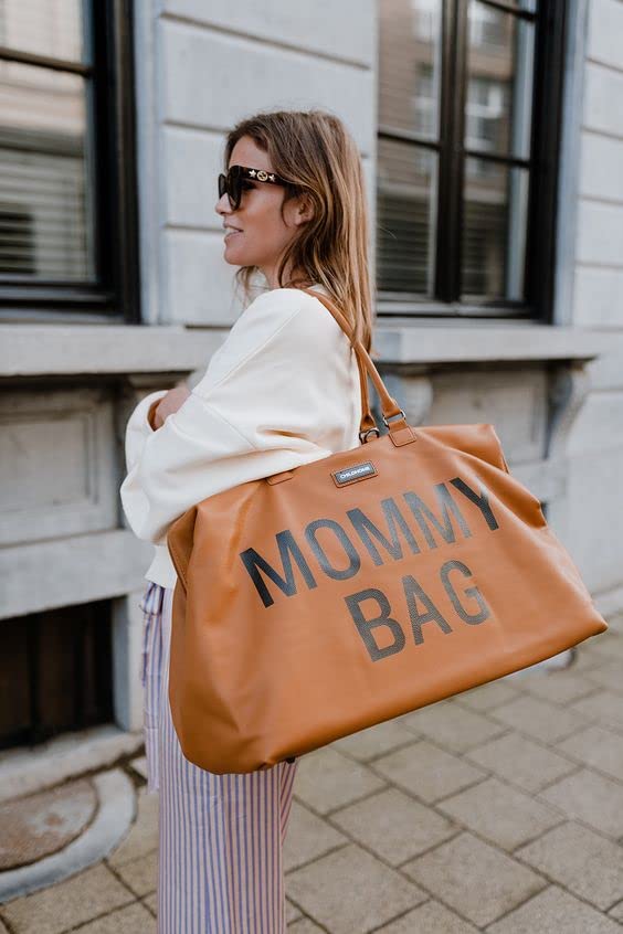 Childhome The Original Mommy Bag, Large Baby Diaper Bag, Mommy Hospital Bag, Leatherlook Brown