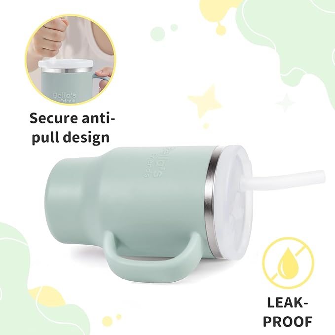 Bella's Friends Life Handy Mini Tumbler, 9 oz Sippy Cups for Toddlers 1-3, Stainless Interior, Leak‑Proof Toddler Cups, Birthday Gifts for 1 Year Old Girls Boys, Baby Girl Essentials, 2 Pack