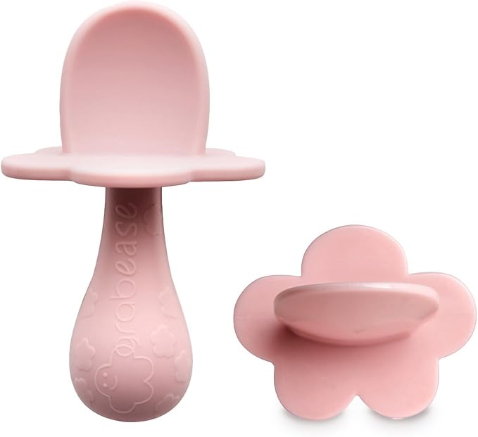Grabease Spoon - Silicone Spoons 2-Pack Blush - Soft Utensils - Dishwasher-Safe, Easy-Grip