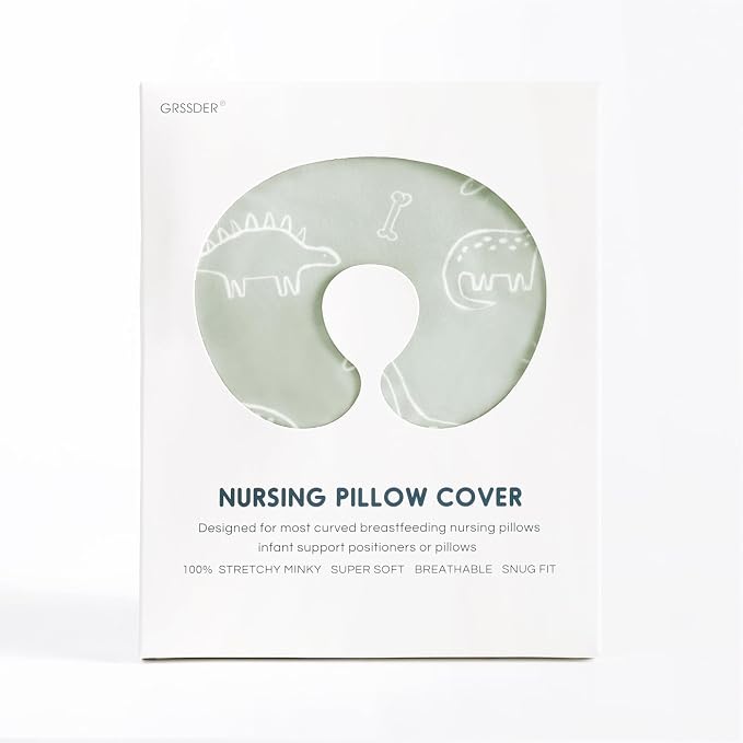 GRSSDER Nursing Pillow Cover Stretchy Minky Removable Nursing Covers for Breastfeeding Pillows, Ultra Soft Comfortable Slipcover for Boy and Girls, Dinosaurs Print