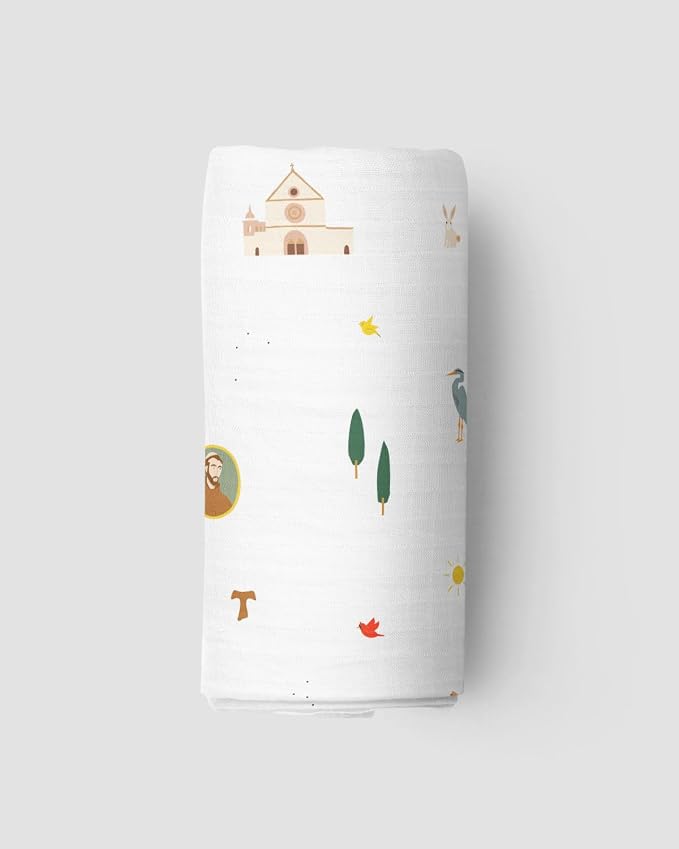 Be A Heart Christian Catholic Baby Swaddle Receiving Blanket (St. Francis of Assisi)