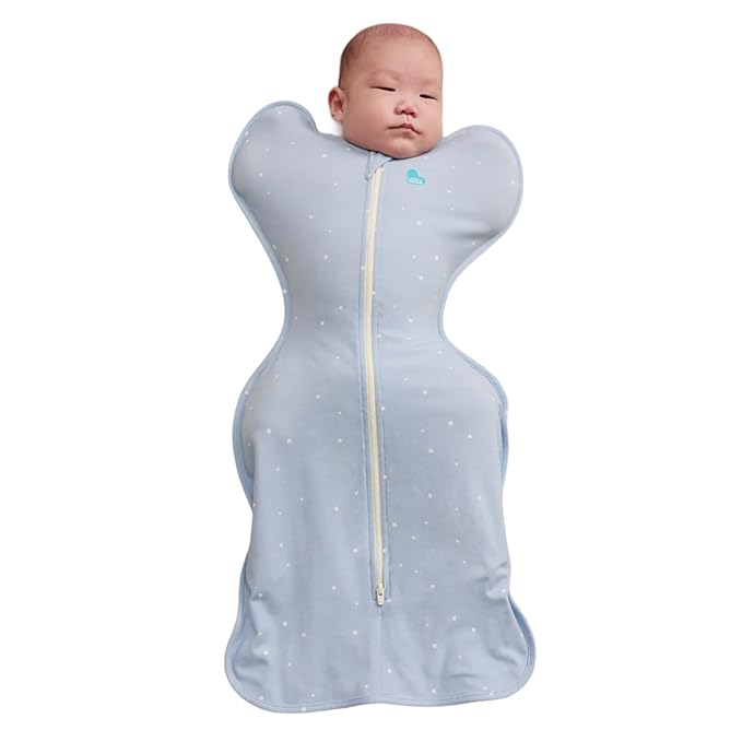 Love to Dream Swaddle Up Original, Arms Up Position, Light and Ultra Breathable Cotton - Wearable Blanket - 1.0 TOG - (20-24°C) Ideal for Moderate Temps, Medium 13-19lbs, Twinkle Powder Blue