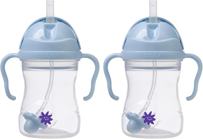 b.box + Lansinoh Weighted Straw Sippy Cup for Babies 6 Months+ | Leak?‘Proof, BPA?‘Free, 8 oz Toddler Cup | Drink From Any Angle | Easy Grip, Dishwasher Safe | Bubblegum (Pack of 2)