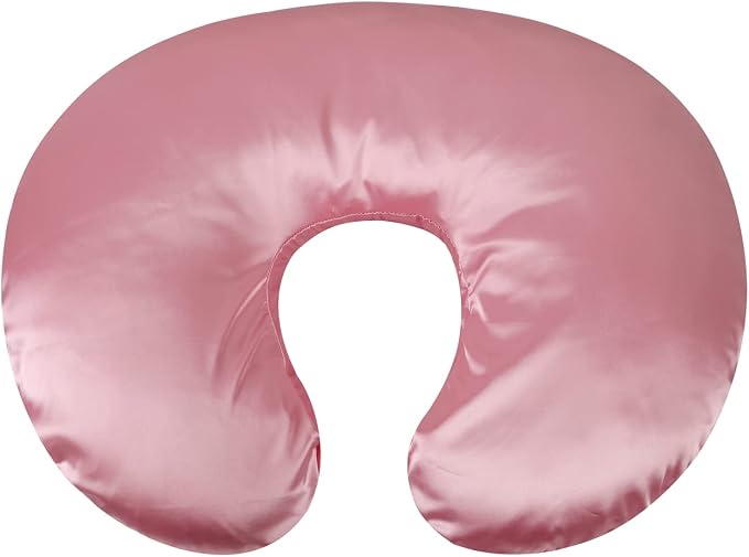 Satin Nursing Pillow Cover Set 2 Pack Ultra Soft Silk Compatible with Boppy Pillow for Breastfeeding Pillow Protect for Baby Hair and Skin White & Pink