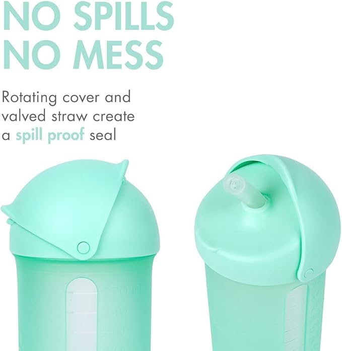 Boon Swig Insulated Silicone Straw Sippy Cup - Flip Top Spill Proof Toddler Straw Cups - Baby and Toddler Feeding Supplies - Baby Travel Essentials - 9 Oz - Mint