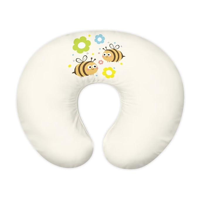 Flower Bee Breast Feeding Pillow Covers, Ultra Soft Comfortable Slipcovers Stretchy Removable Cover for Breastfeeding Pillows for Baby Girl and Boy