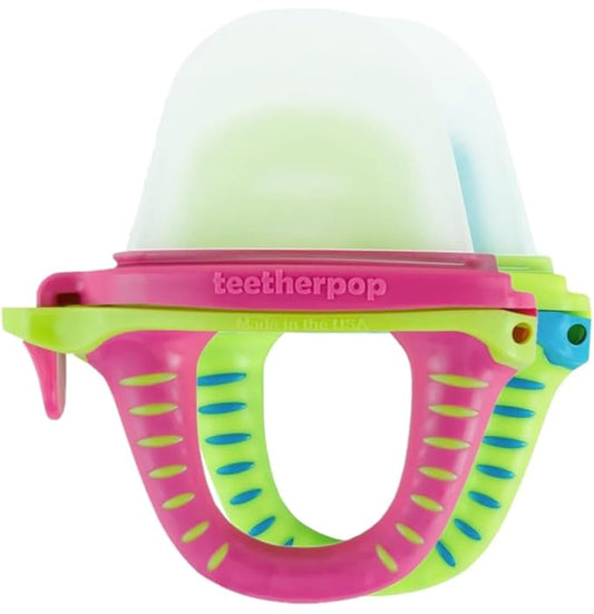 Teetherpop Fillable Freezable Teethers for Babies - Breastmilk Teether with Spill-Proof Sippy Slits ??Teething Popsicle for Baby, Liquids & Purées, Cooling Teething Relief Feeder Pacifier - Limon Set