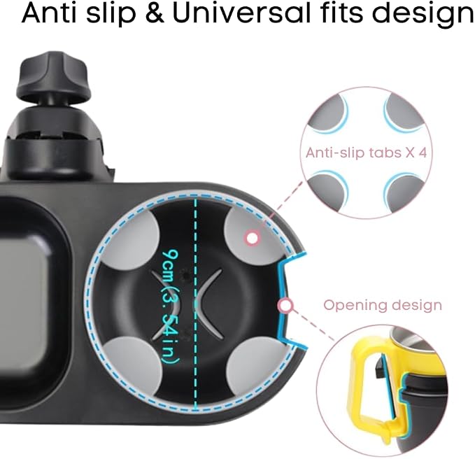 Universal Snack Tray for Stroller with Stroller Cup Holder, Universal Stroller Snack Tray with Cup Holder, Stroller Tray Attachment and Stroller Accessories