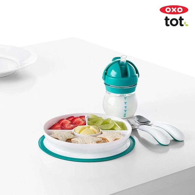 OXO Tot Stick and Stay Suction Divided Plate - Dusk (Pack of 3)