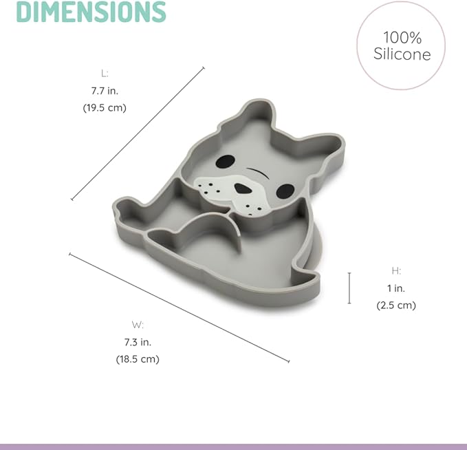 melii Silicone Suction Plate for Babies & Toddlers | Divided Baby Led Weaning Plate, BPA-Free, Non-Toxic, Dishwasher & Microwave Safe, Fits Most High Chairs, 6+ Months (Bulldog)