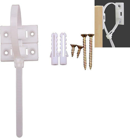 10-Pack Anti-Tip Furniture Wall Anchor Straps with Screws, Earthquake-Resistant Safety Straps for Bookshelves, Dressers, Cabinets & Bed Frames - Secures Furniture to Wall for Pet & Home Safety