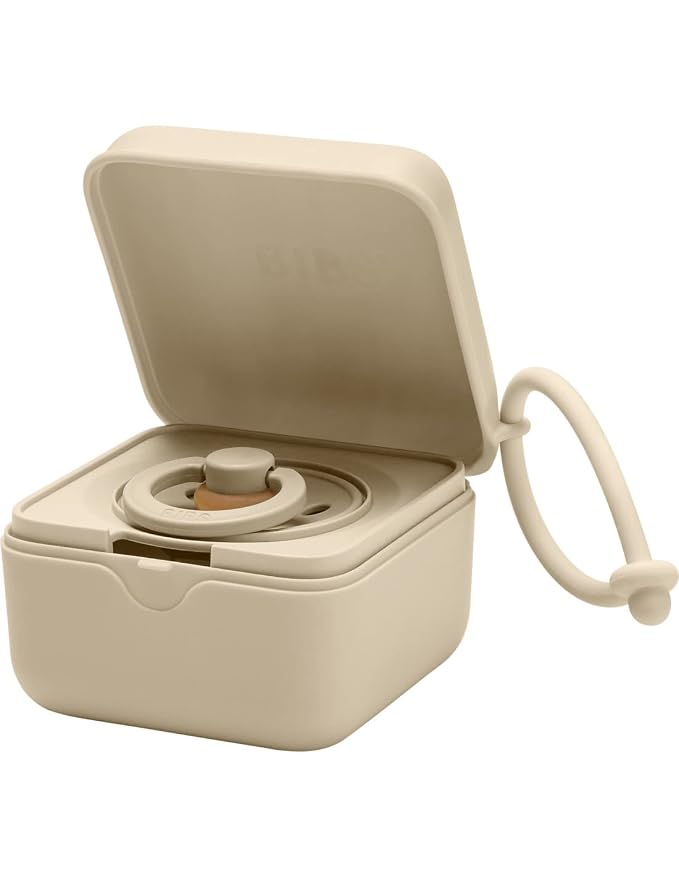 BIBS Pacifier Box with Loop for Storing & Carrying Soothers | 100% BPA Free Material | Designed & Made in Denmark | Vanilla