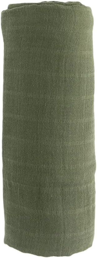 RED ROVR 100% Organic Cotton Muslin Swaddle | Newborn Receiving Blanket | Boy, Girl, Unisex | Soft, Lightweight, Breathable | Burping, Nursing, Swaddling | 44" x 44" | Dark Green