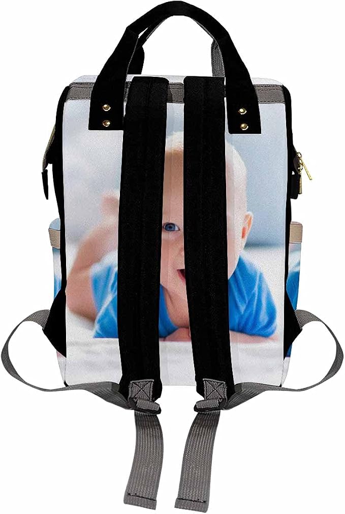 InterestPrint Personalized Backpack with Name, Custom Photo Diaper Bag Fashion Nursing Bags Shoulder Bag Casual Day-pack Bag for Mom Shopping Present