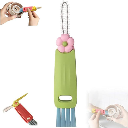 3 in 1 Cup Lid Cleaning Brush, 2026 Upgrade Multifunctional Crevice Portable Cup Lid Cleaning Brushes, Crevice Cleaning Brush for All Type Bottle Gap Tight Spaces Cups (Green, 1pcs)