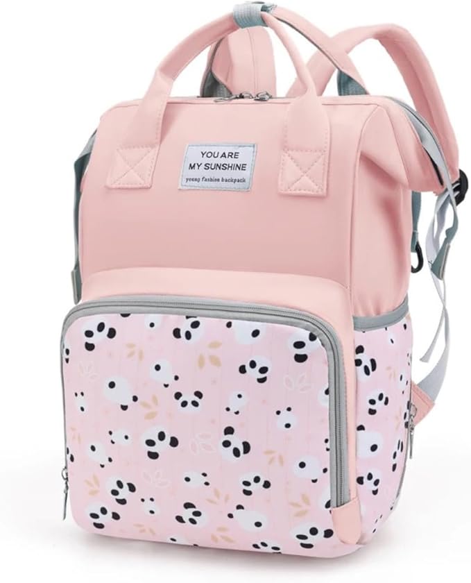 Small Diaper Bag Backpack - Diaper Bag for Mom Dad- Diaper Bag Backpack for Girl - Baby Girl Diaper Bag for Mom - Stylish Baby Travel Bag with Insulated Pockets, Stroller Straps Pink
