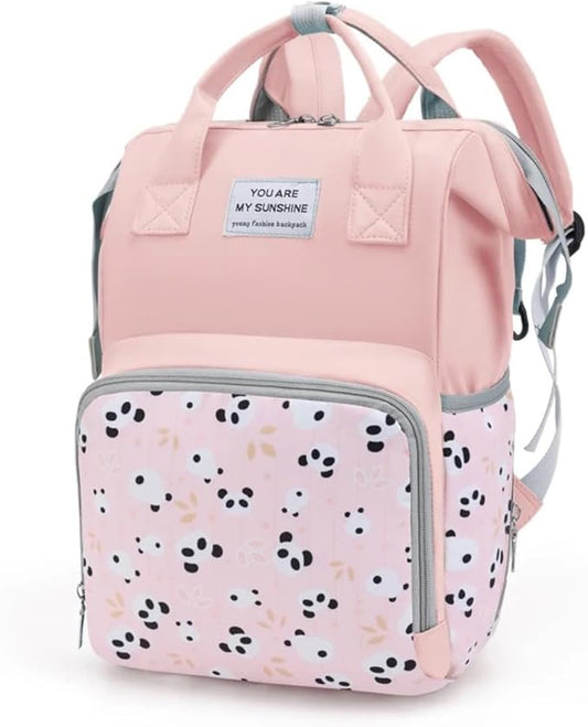 Small Diaper Bag Backpack - Diaper Bag for Mom Dad- Diaper Bag Backpack for Girl - Baby Girl Diaper Bag for Mom - Stylish Baby Travel Bag with Insulated Pockets, Stroller Straps Pink