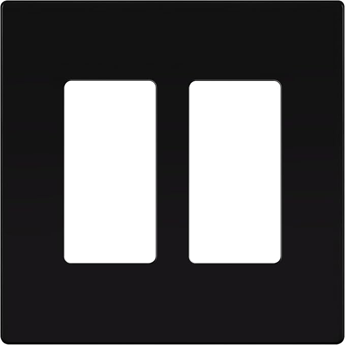 TG Screwless Decorator Wall Plates Child Safe Outlet Covers, Mid-Size 2-Gang 4.88" H x 4.92" L, Unbreakable Polycarbonate Thermoplastic, UL Listed, Glossy, Black (1 Pack)