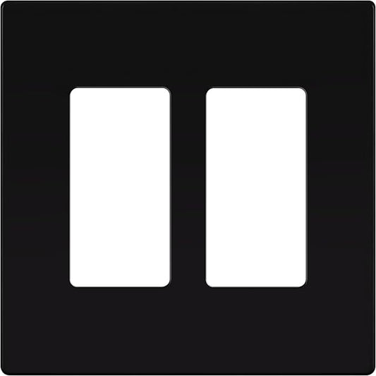 TG Screwless Decorator Wall Plates Child Safe Outlet Covers, Mid-Size 2-Gang 4.88" H x 4.92" L, Unbreakable Polycarbonate Thermoplastic, UL Listed, Glossy, Black (1 Pack)