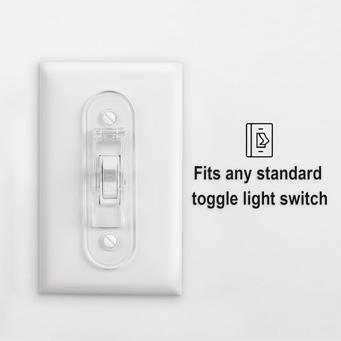 Wall Switch Guard, Childproof Light Switch Cover Guard | Toggle Style | Light Switch Protection | Lock Toggle Switch in On or Off Position | 4 Pack, Clear