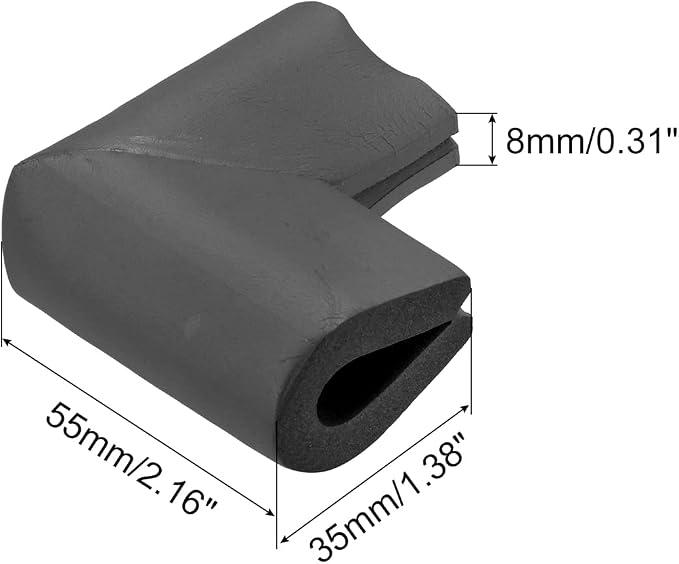 uxcell Corner Guards Edge Protectors, 4Pack U Foam Safety Bumper W Self-Adhesive Tape Furniture Corner Table Edge Guard, 2.16"x1.38"x0.315", Black