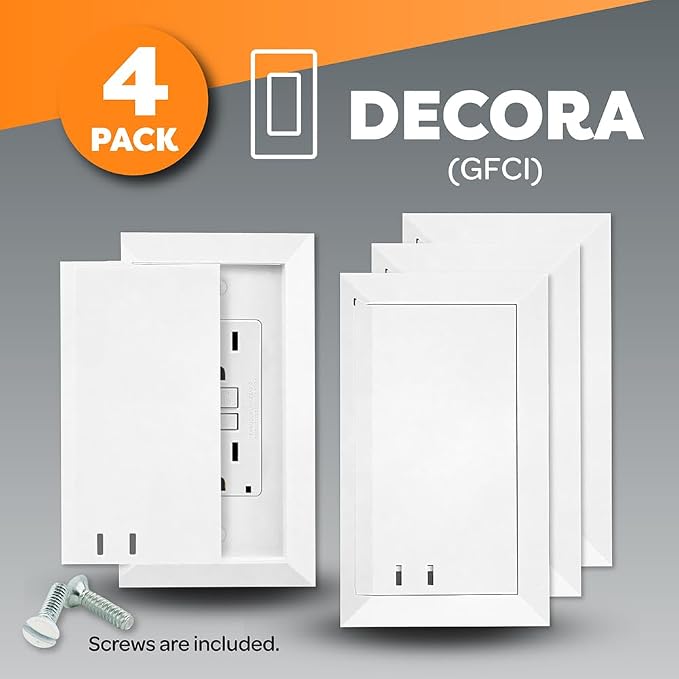 Socket Shield Child Resistant Outlet Cover (4-Pack), White Decora GFCI Wall Plate with Sliding Locking Door, Tamper Resistant Safety Cover, Easy Installation