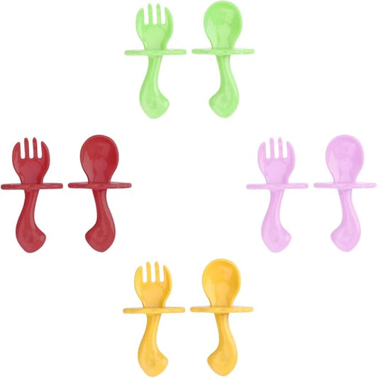 BESPORTBLE 4Set Eating Training Spork Set Safe Utensils for Boy Girl Portable Household Tableware Comfortable Grip Easy to Clean Random Color