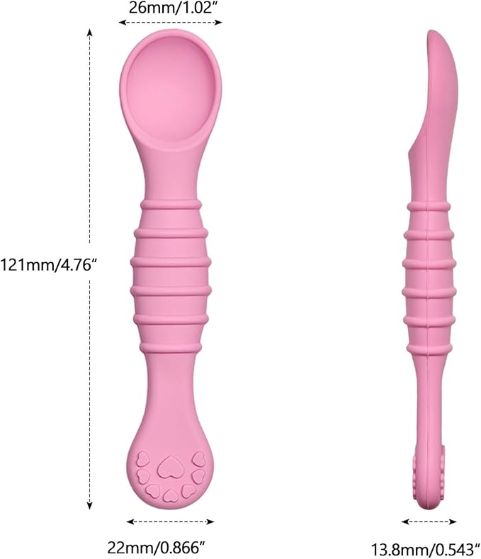 5 Pack Baby Spoons First Stage Feeding - Soft Silicone Self Feeding Training Utensils for Infant & Toddler - BPA Free BLW Weaning Supplies with Choke Guard - Dishwasher Safe Gentle on Gums