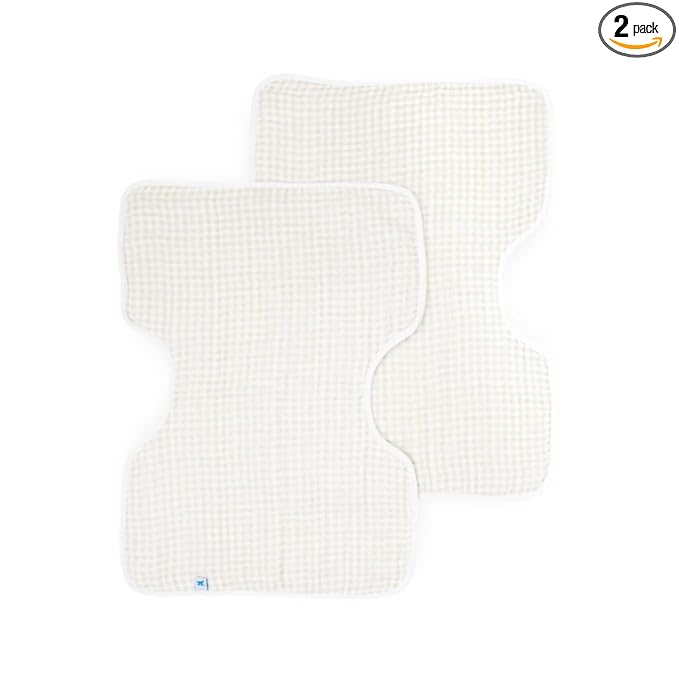 Little Unicorn Ultra-Absorbent Premium Burp Cloth 2 Pack | Soft on Baby's Skin | Larger Size | Ergonomic Design | Set of 2 (Tan Gingham)
