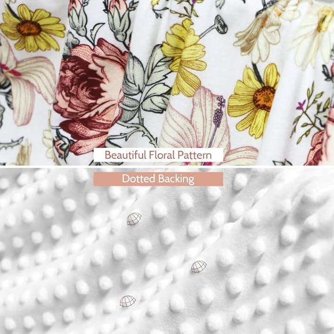 Floral Baby Blankets, Floral Toddler Blanket for Boys Girls, Dotted Backing, Double Layer, Crib Receiving Blanket, for Nursery/Stroller/Toddler Bed/Carseat, 30 x 40 Inch
